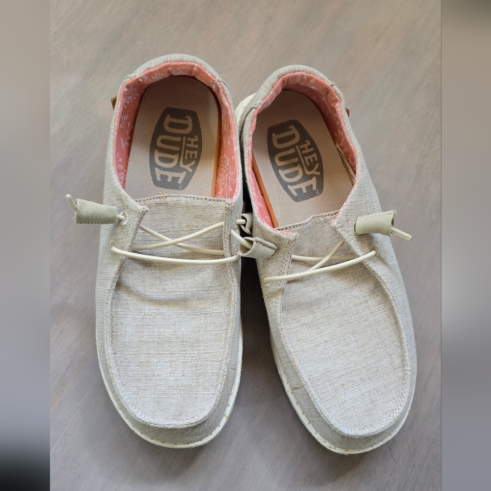 Hey Dude Shoes - Wally Linen Slip-On Shoes in Beige